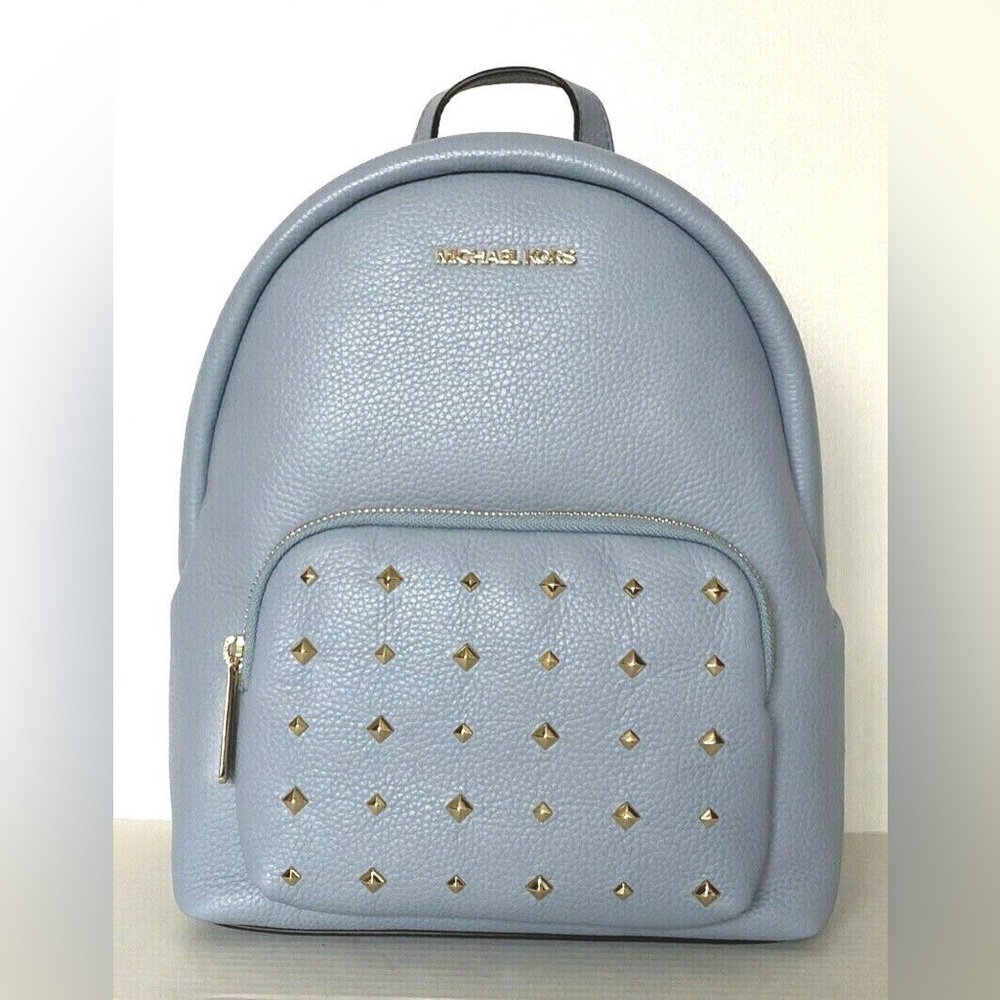Michael Kors Erin Medium Backpack Pebble Leather in Pale Blue with Studs